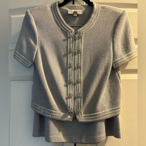 Blue St. John evening skirt suit size 2/4